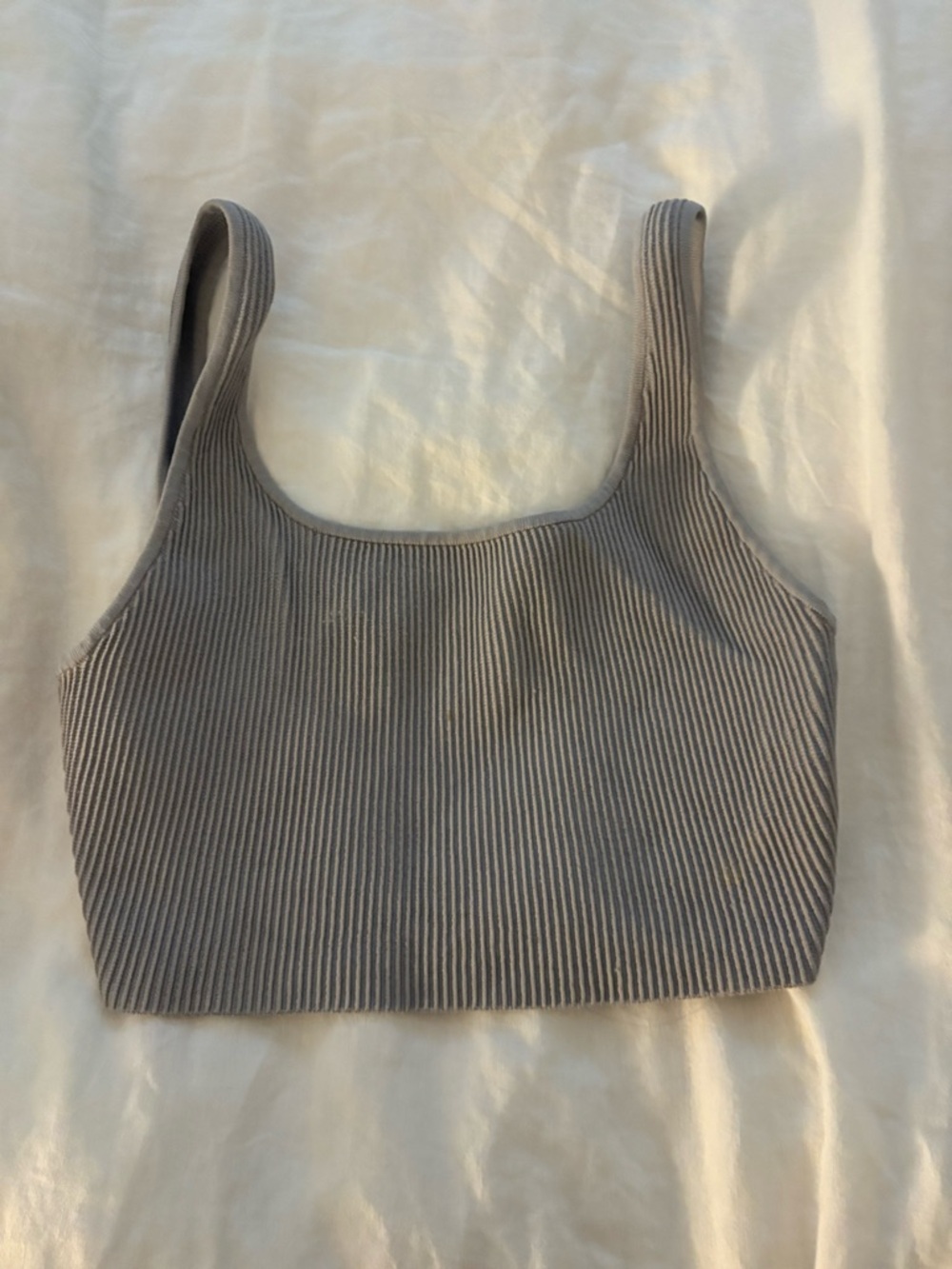 Babaton Ribbed Square-Neck Crop Tank - Gray